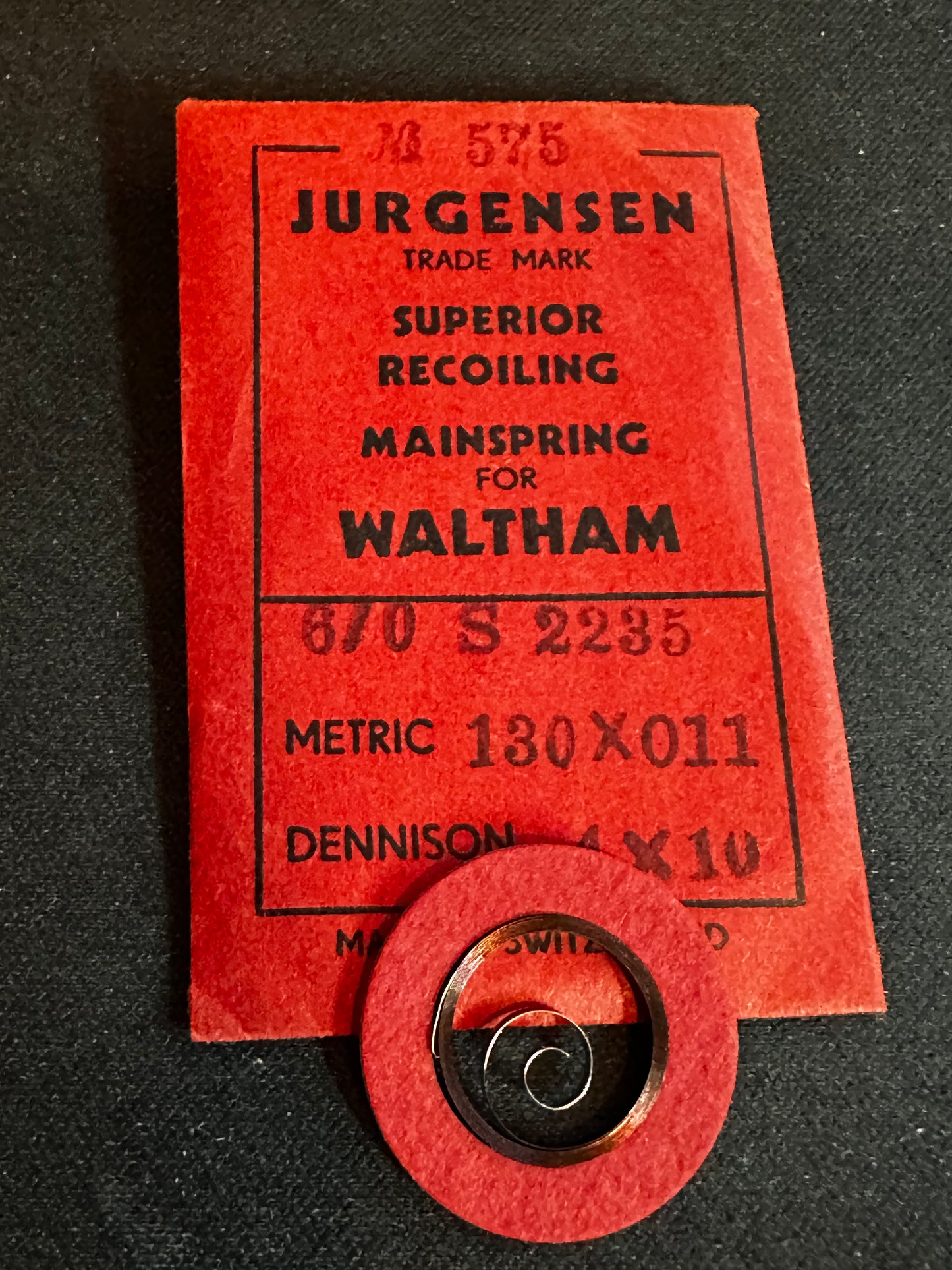 Jurgensen Mainspring #575 for Waltham Jewel Series 6/0s No. 2235 - Steel