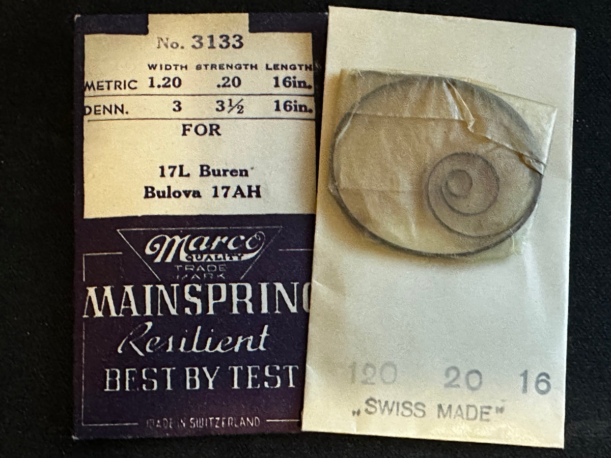 Marco Mainspring #3133 for 17 ligne Buren caliber 18/12 movements - Steel