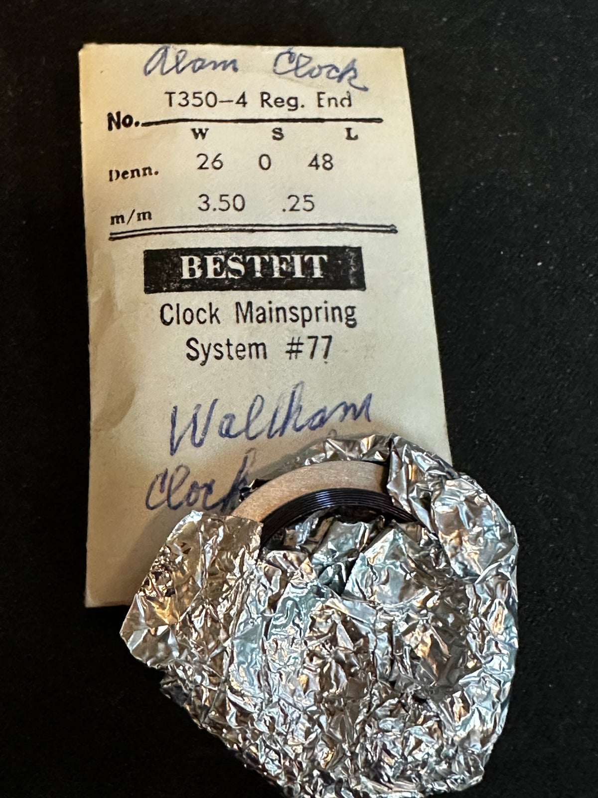BESTFIT Alarm Clock Mainspring - 26 x 0 x 48" Long - T350-4