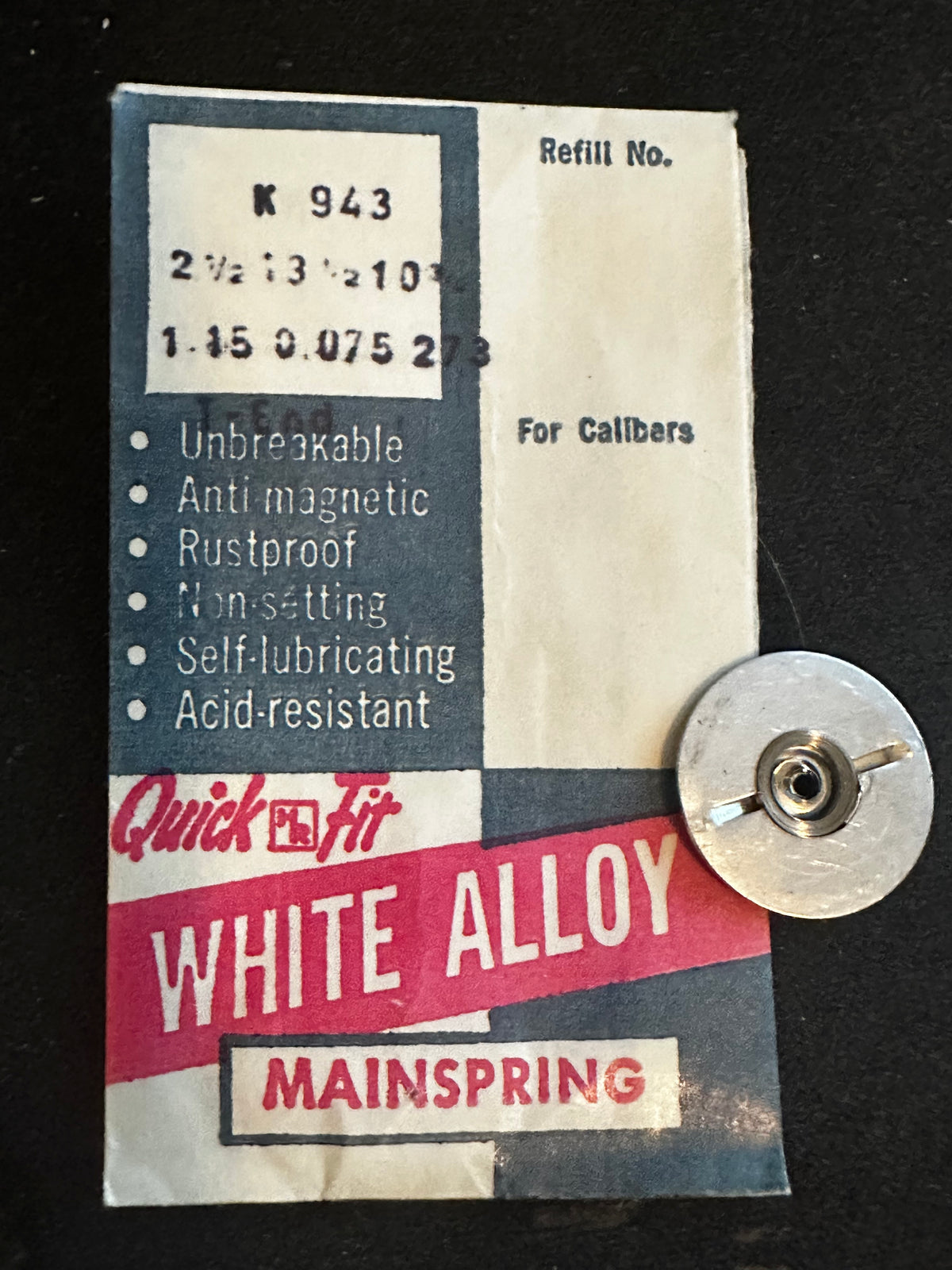 HR Quick Fit Mainspring K943 for Longines caliber 12.19 - Alloy