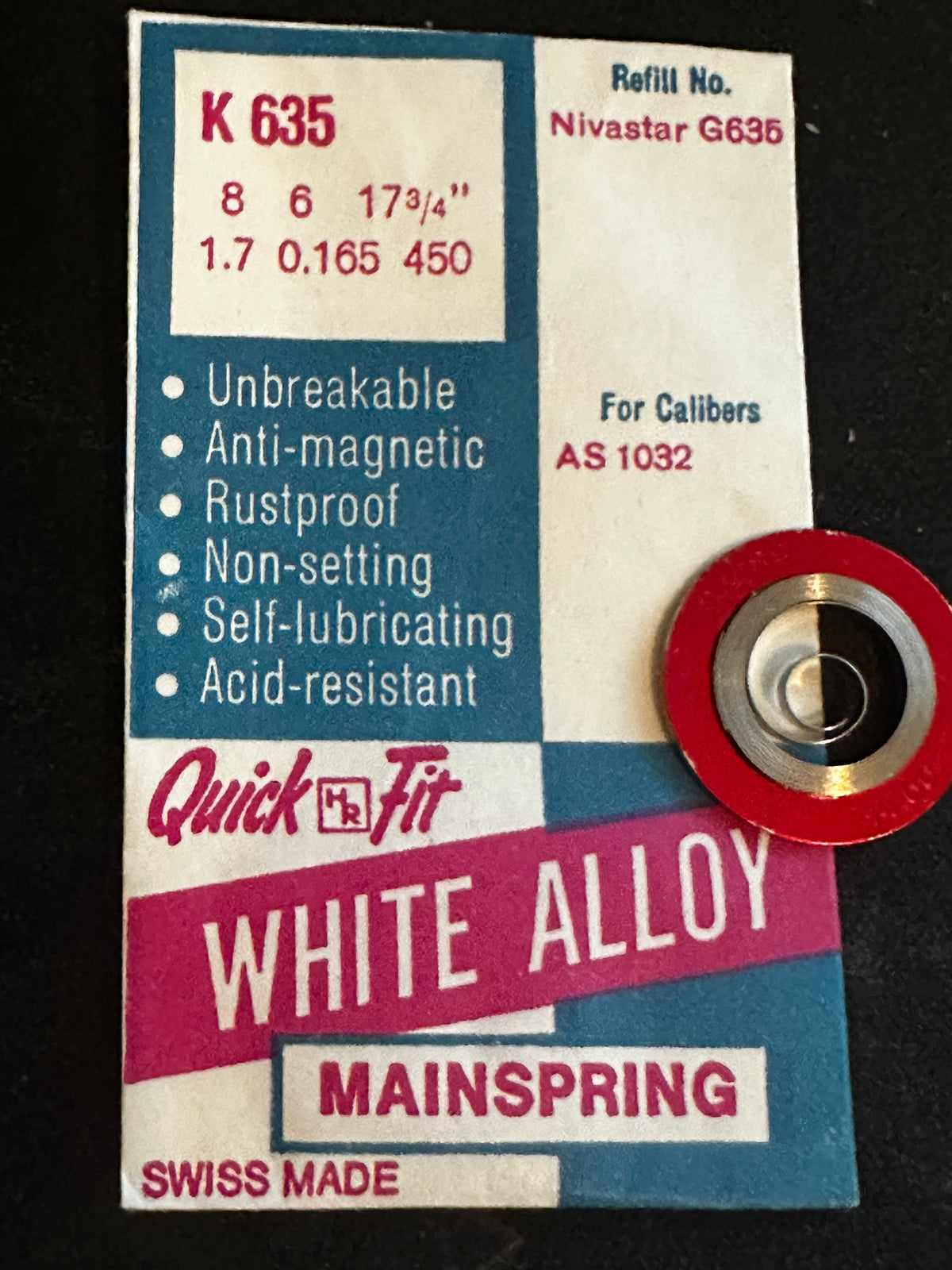 HR Quick Fit Mainspring K635 for Hanhart caliber 50, 51, 52, 54 Chronograph - Alloy