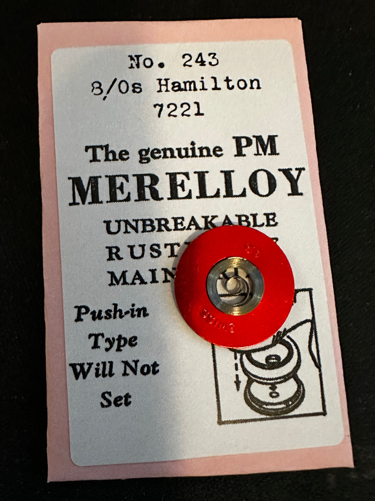 PM Merelloy Mainspring #243 for 8/0s Hamilton No. 7221 - Alloy
