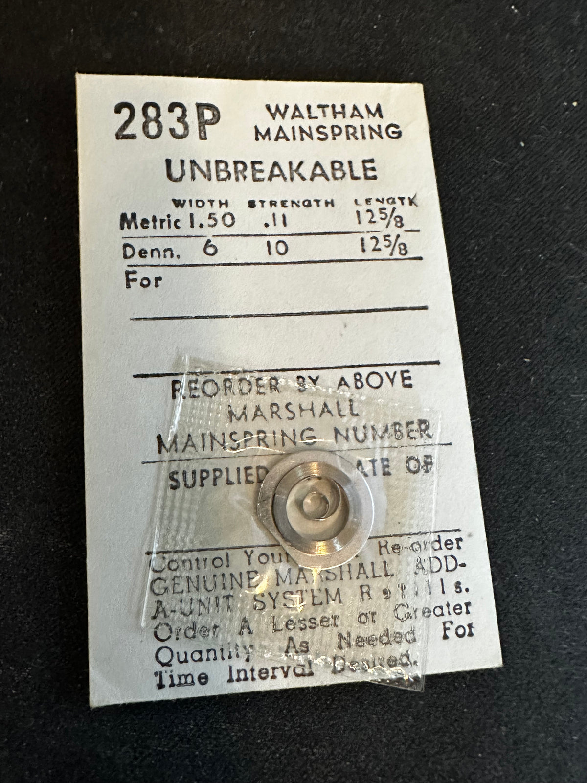 Marco Mainspring 283P for 6/0s Waltham No. 2226 / 2276 - Alloy