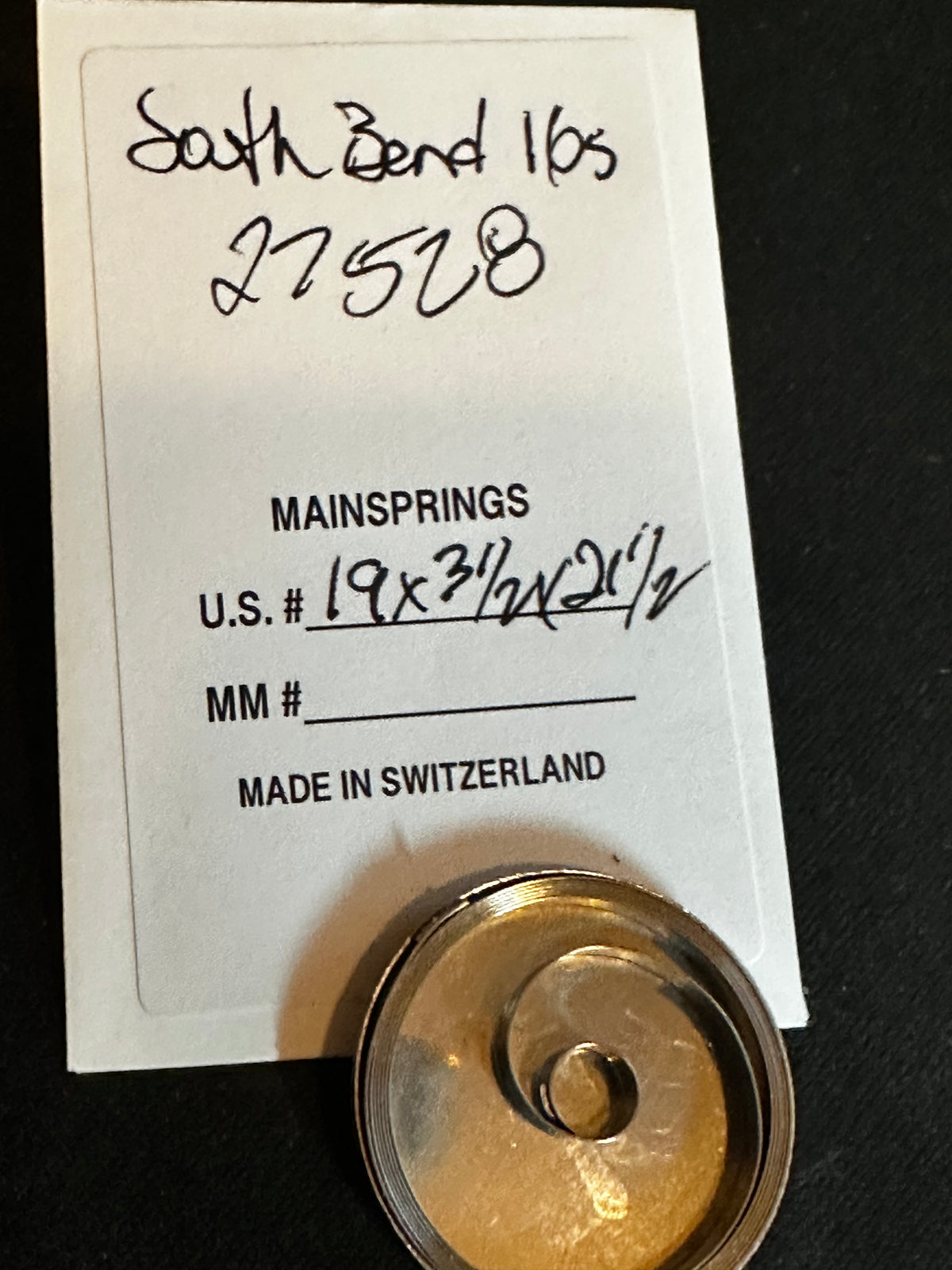Alloy Mainspring for 16s South Bend Factory No. 27528