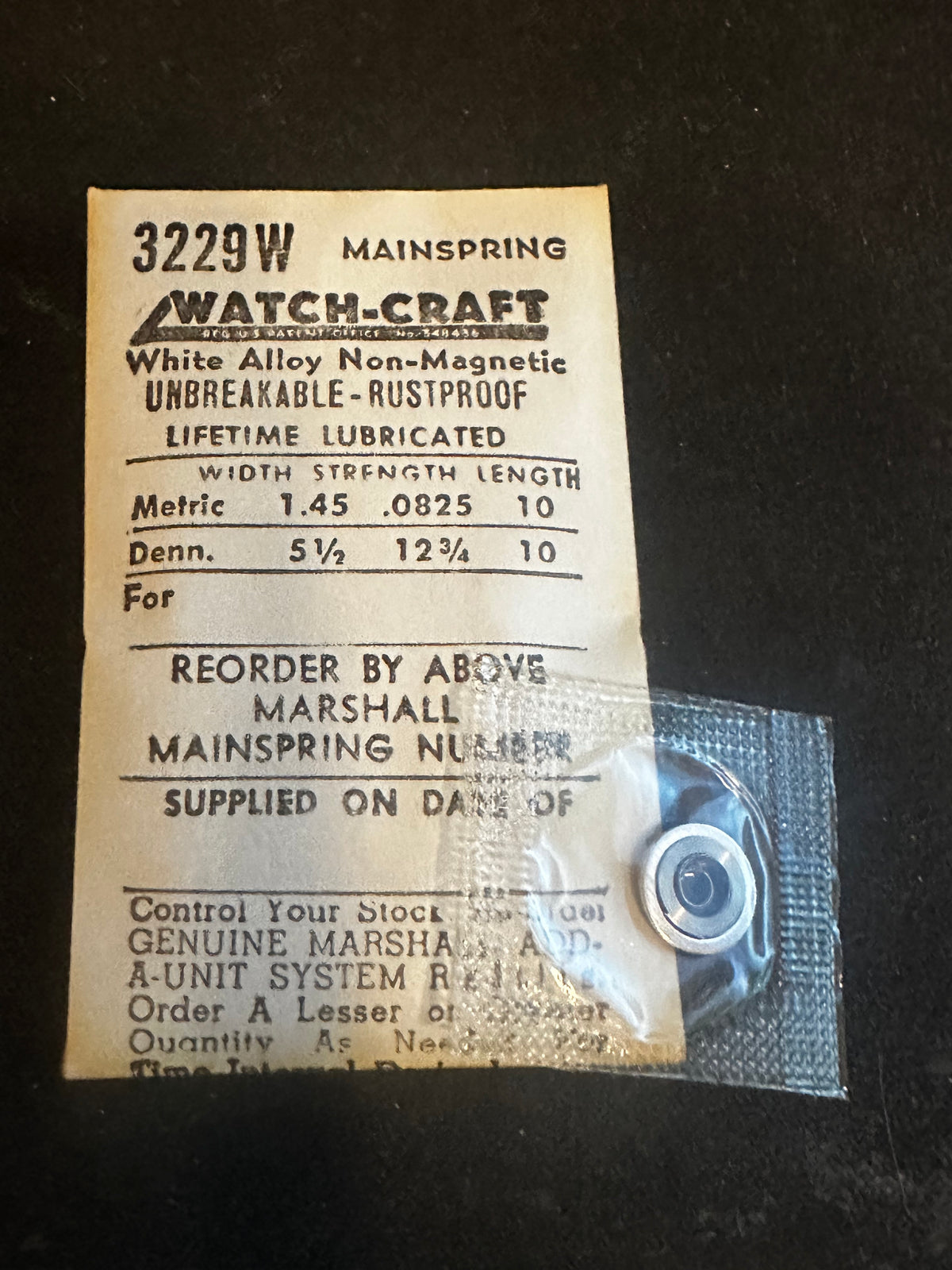 WATCH-CRAFT Mainspring 3229W for Bulova 10CMC, 10CSC - Alloy