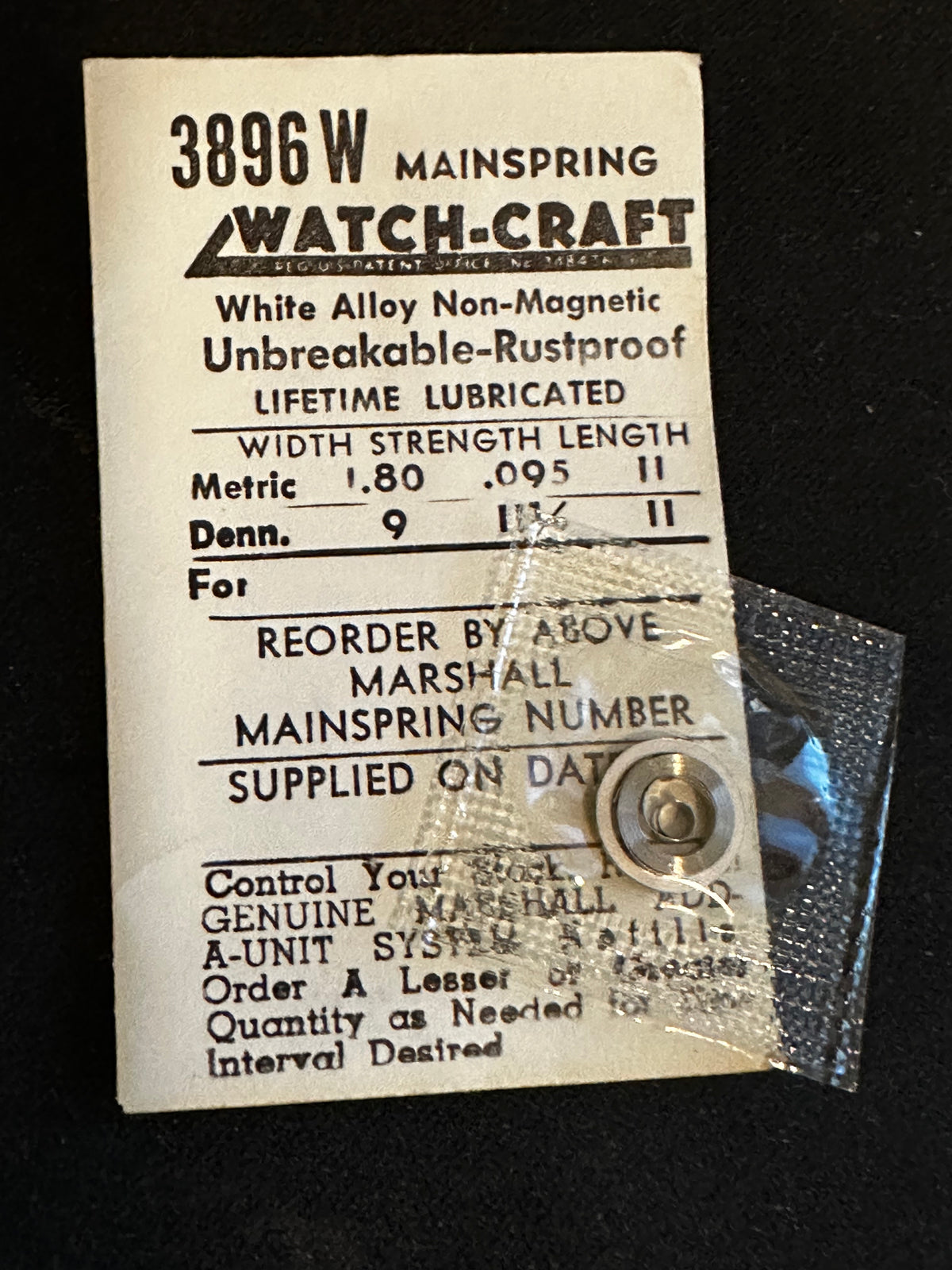 WATCH-CRAFT Mainspring 3896W for AS caliber 1220, 1221, Dugena caliber 601 - Alloy