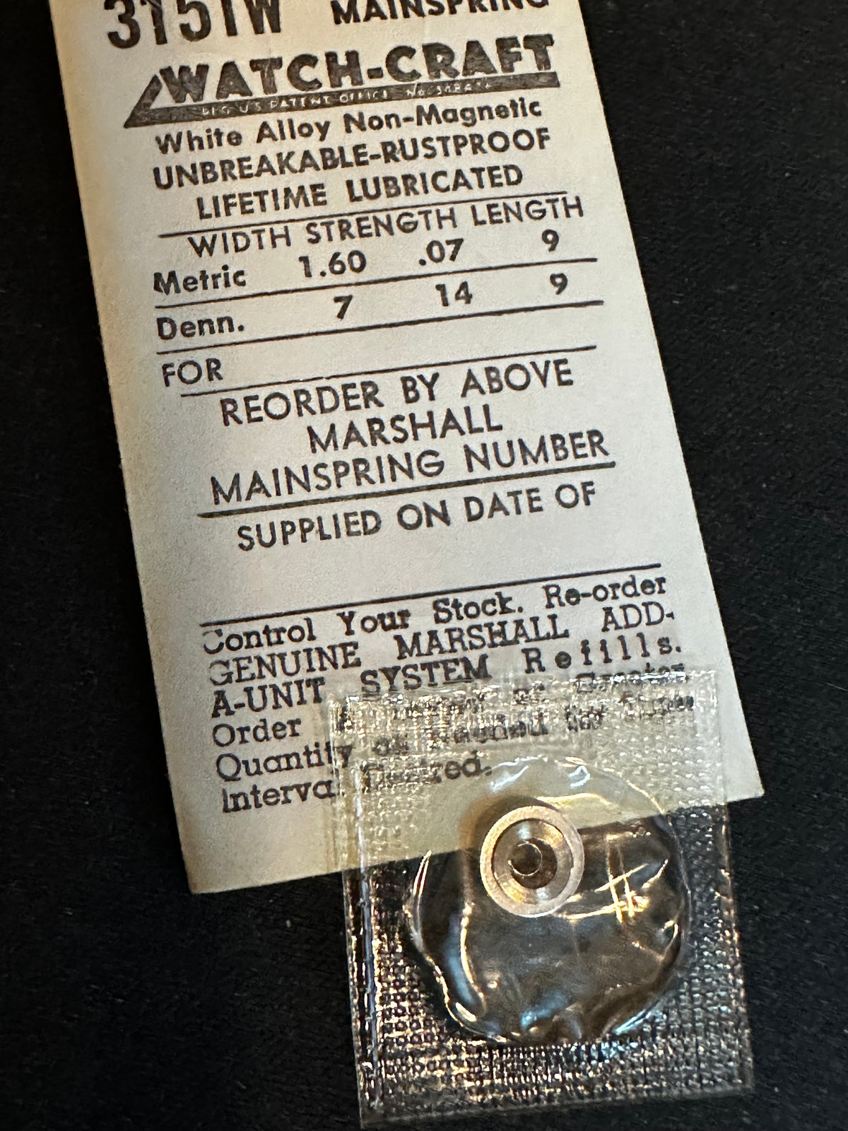 WATCH-CRAFT Mainspring 3151W for Kurth 17.11, 17.12, Blancpain 49 - Alloy