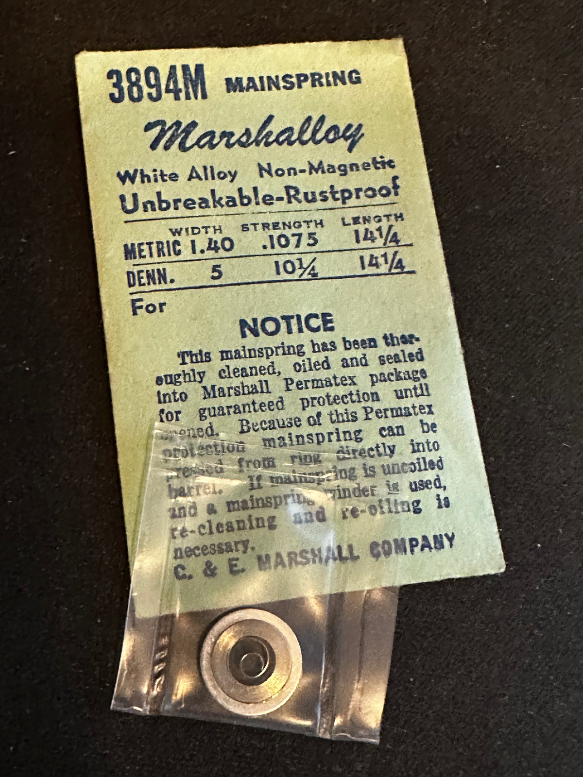 Marco Marshalloy Mainspring 3894M for Bulova 13AT, 13AO - Alloy