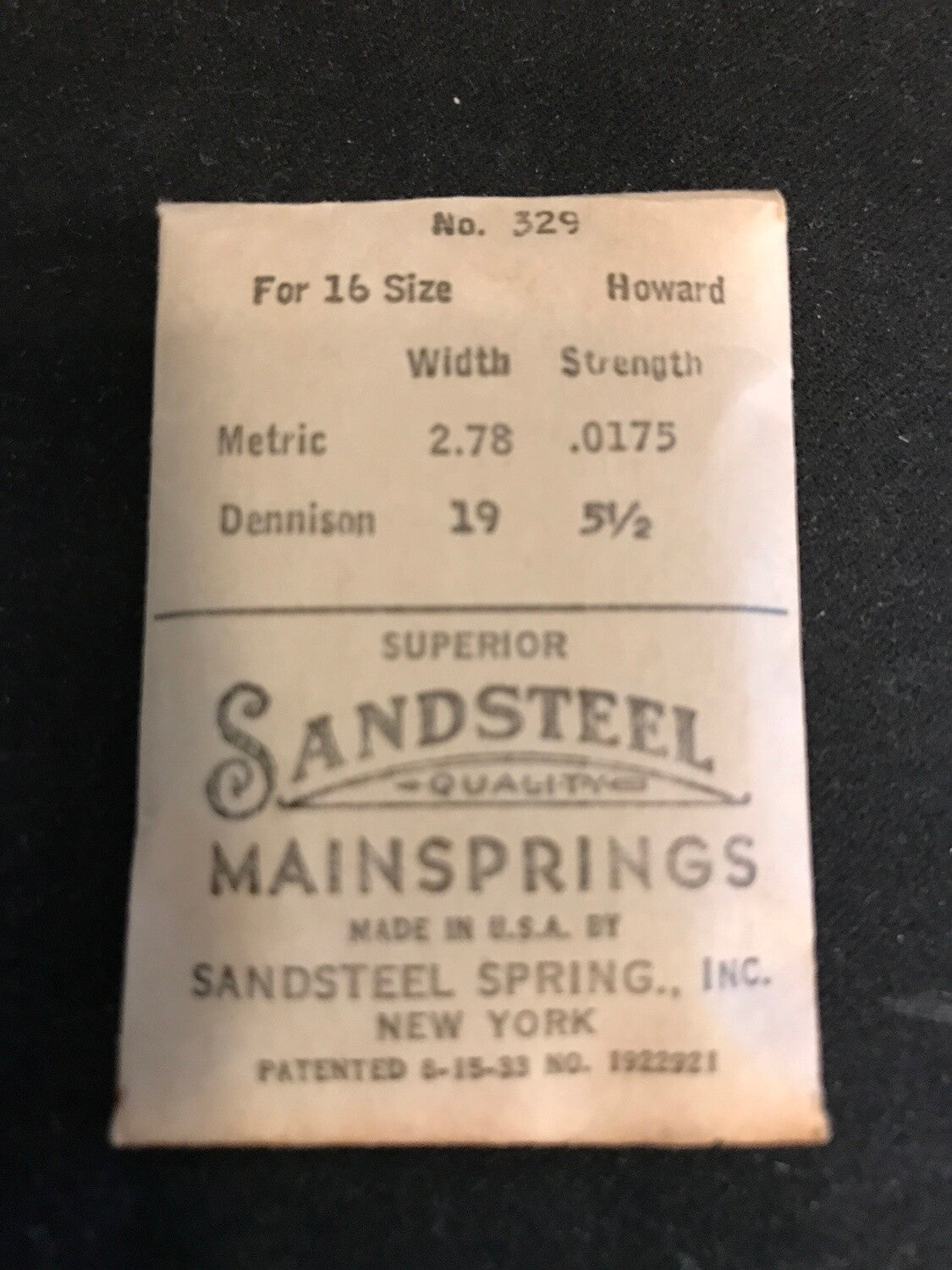 Sandsteel Mainspring for Howard 16s #329 - Steel