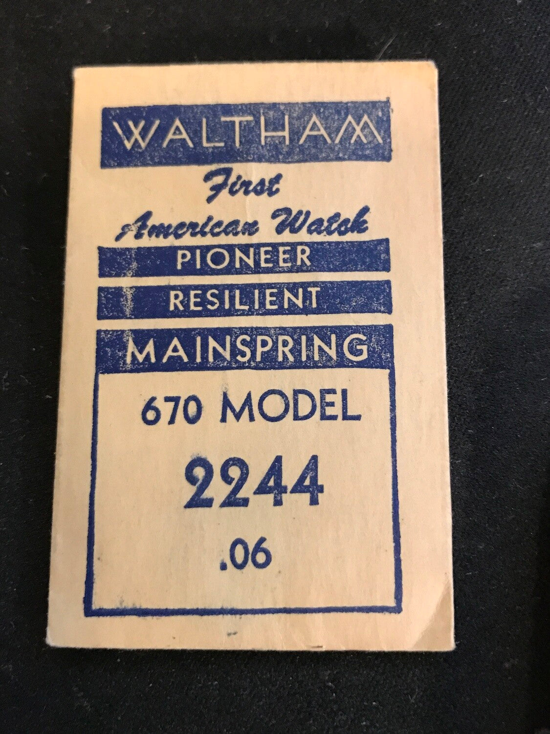 Waltham Factory Mainspring for Model 670 Watches No. 2244 - Steel