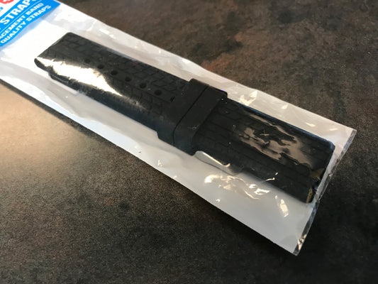 Banda 22mm Black Genuine Silicone Sports Wrist Watch Strap - New