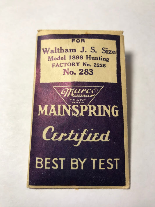 Marco Mainspring #283 for Waltham 6/0s Jewel & 1942 Series No. 2226 - Steel