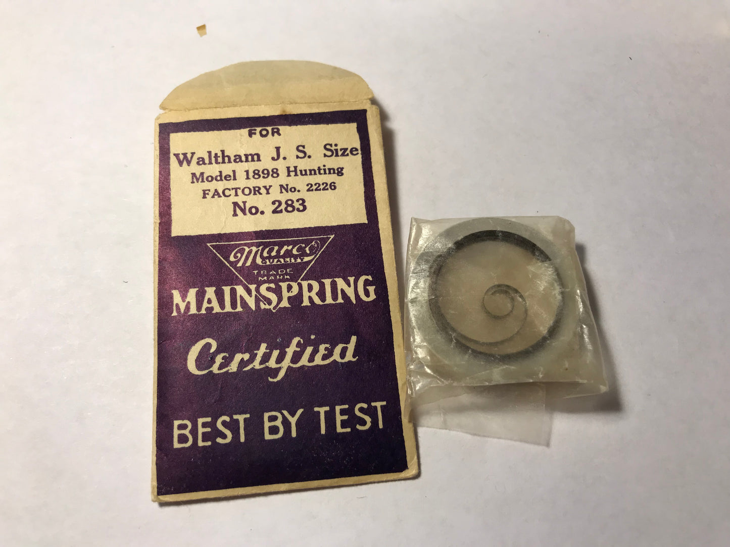 Marco Mainspring #283 for Waltham 6/0s Jewel & 1942 Series No. 2226 - Steel