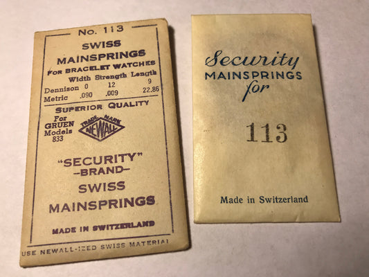 Newall Security Mainspring #113 for Gruen caliber 833 - Steel