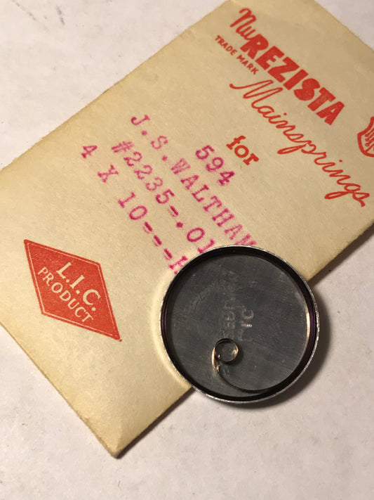 NuREZISTA Mainspring #594 for Waltham 6/0s JS 1912 Factory No. 2235 - Steel