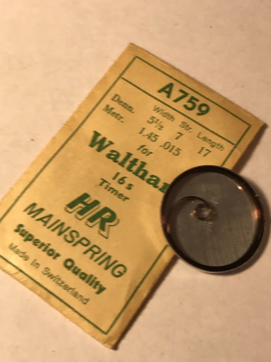 HR Mainspring A759 - Waltham 16s Timer No. 2246 - Steel