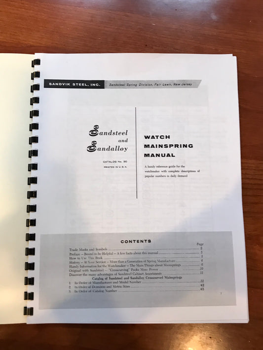 Sandsteel Watch Mainspring Manual featuring Sandsteel & Sandalloy - reprint