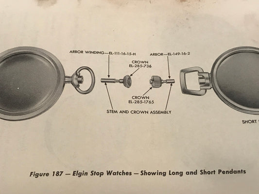 Elgin Factory winding arbor (long) for 16s Grade 582 Bomber Timer pocket watches - New