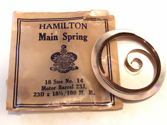 Hamilton 18s Factory Mainspring No. 14 for 23j Movements - Steel