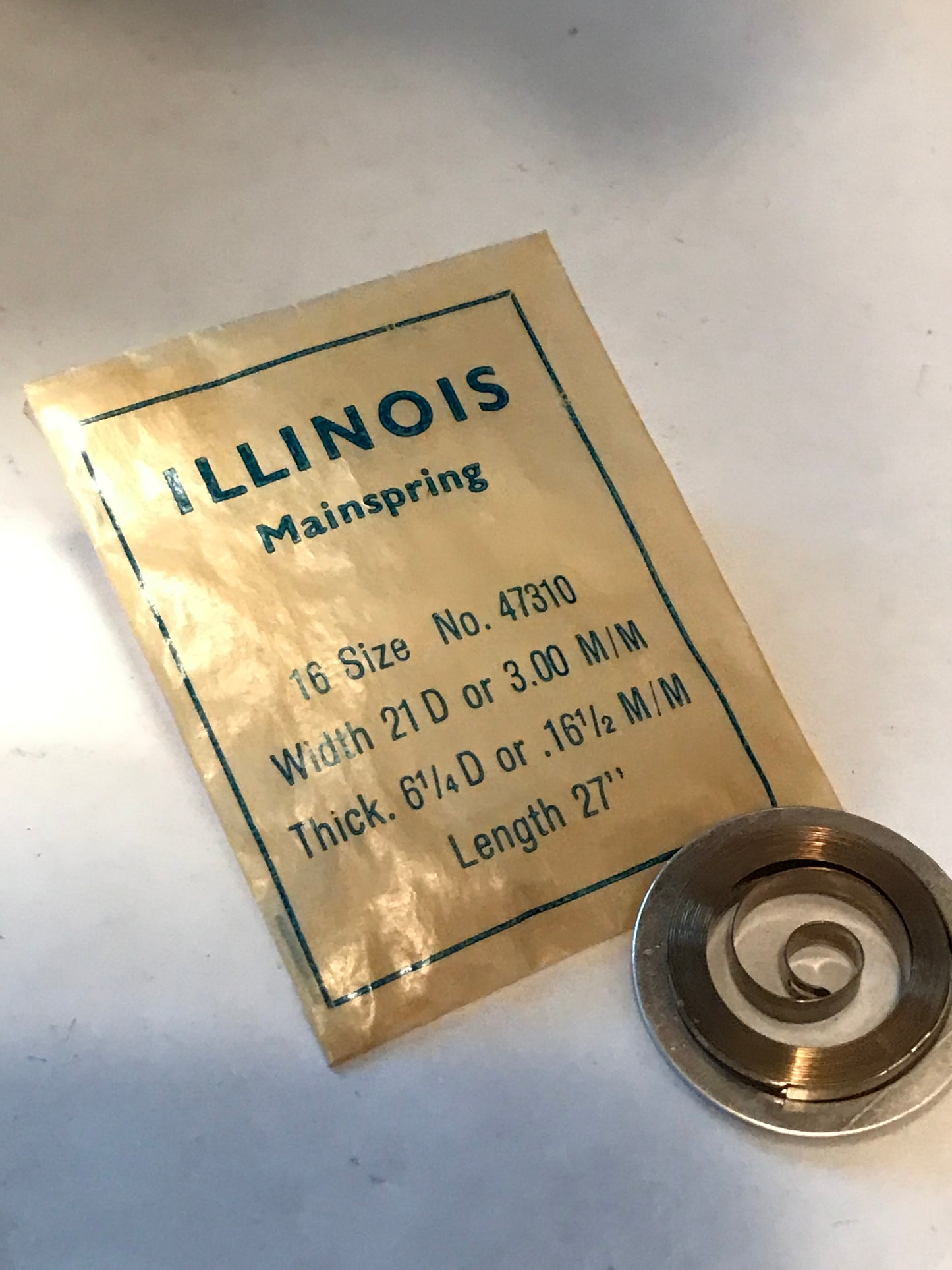 Illinois Factory Mainspring #47310 for 16s 60hr Railroad Watches - Steel