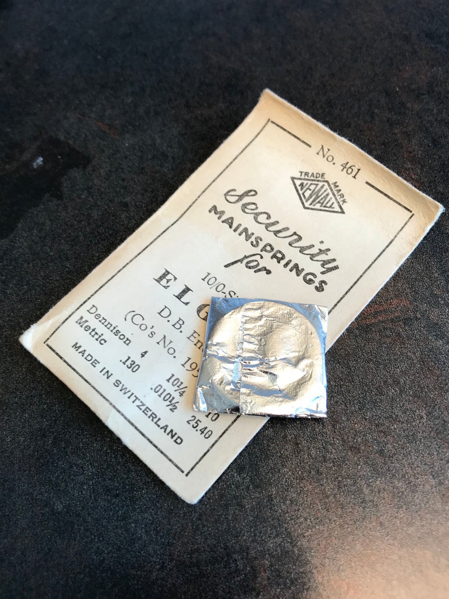 Newall Security Mainspring #461 for Elgin for 10/0s & 18/0s No. 1957 - Steel