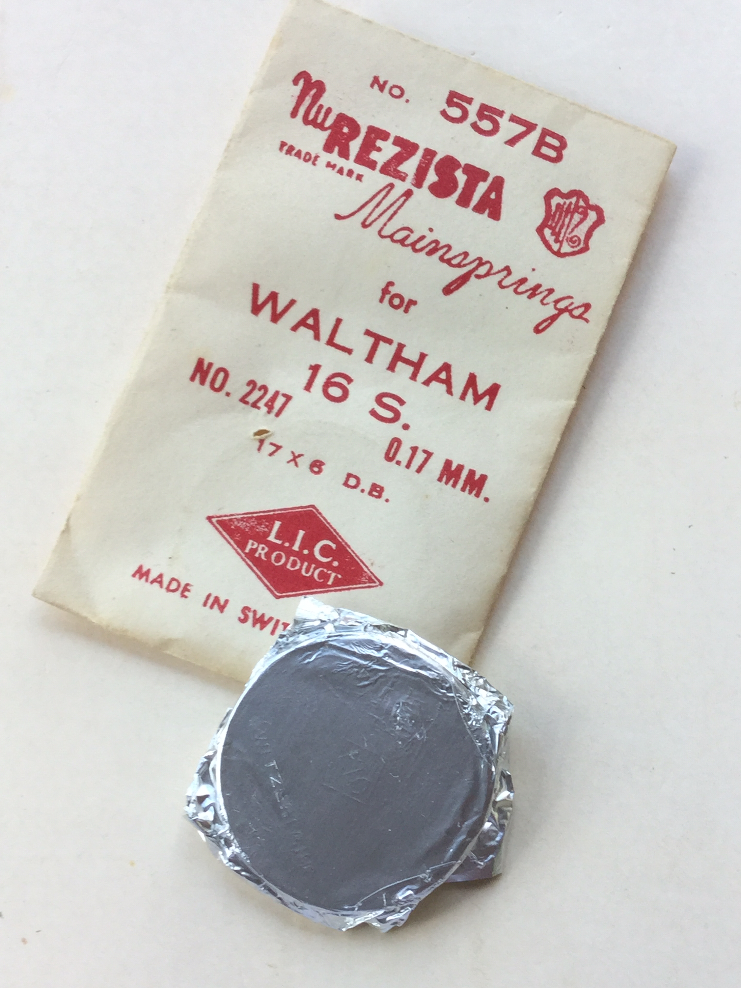 NuREZISTA Mainspring #557B for Waltham 16s 1945 Factory No. 2247 - Steel