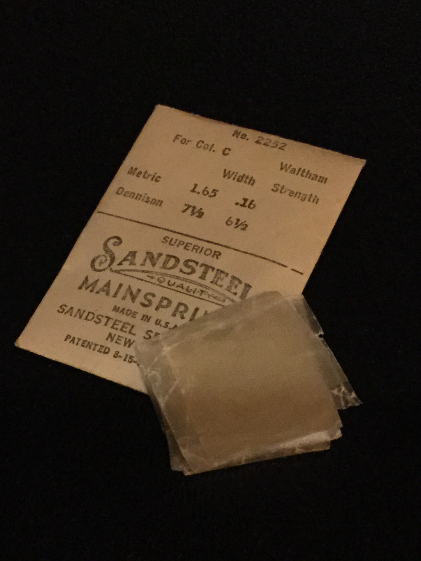 Sandsteel Mainspring for Waltham 12s Colonial “C” No. 2252 - Steel