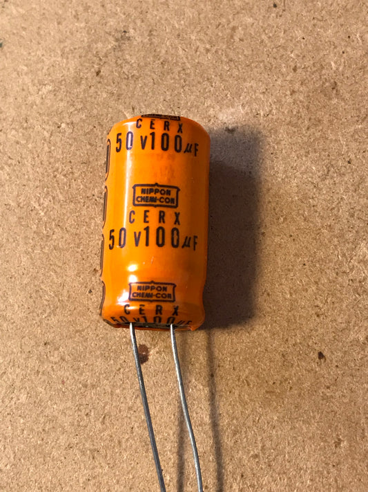 5 x 100uf 50v Nippon Radial Electrolytic Capacitors - New