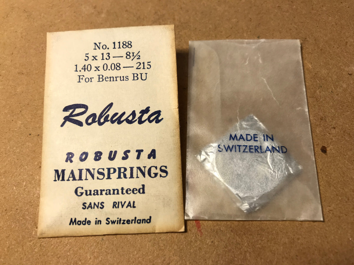 Robusta Mainspring No. 1188 for Benrus caliber BU - Steel