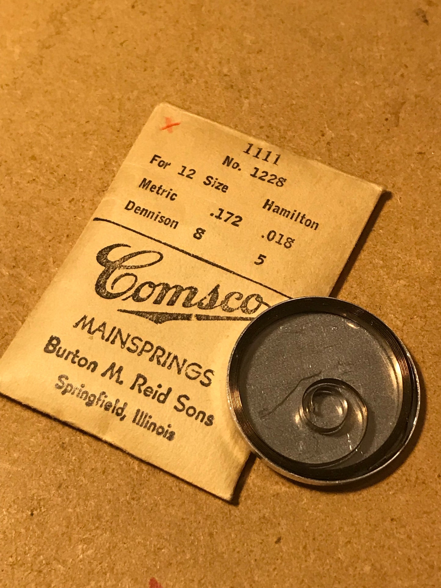 Comsco Mainspring #1111 for Hamilton 12s Factory No. 1228 - Steel
