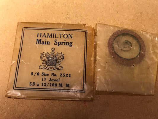 Hamilton Factory Mainspring for 6/0s Hamilton No. 2521 - Steel