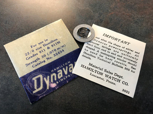 Hamilton Factory Dynavar Mainspring for 22/0s Hamilton No. 32434 - Alloy