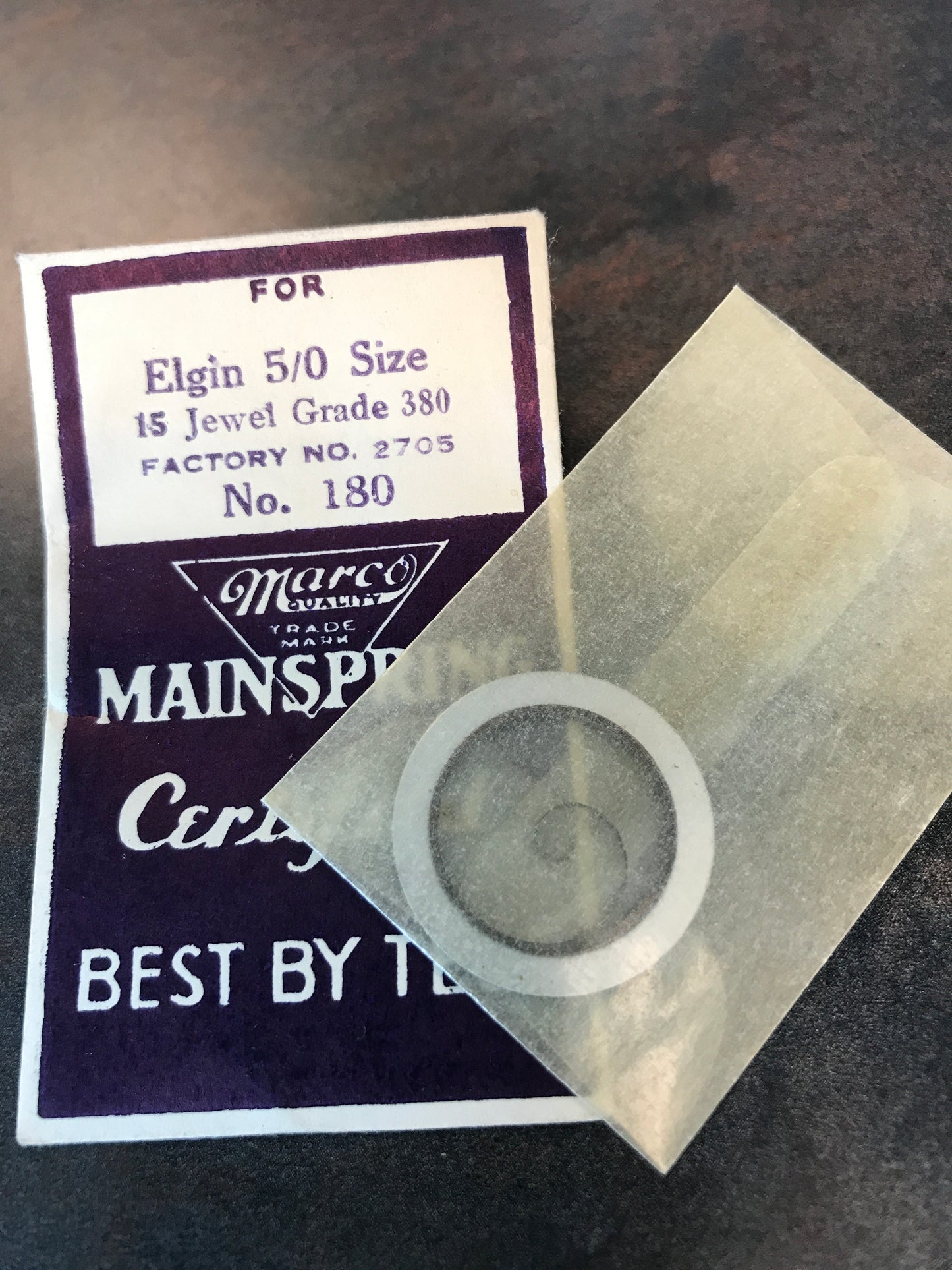 Marco Mainspring #180 for 5/0s Elgin Grade 380 Factory No. 2705 - Steel