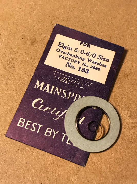 Marco Mainspring #183 for 5/0s & 6/0s Elgin Factory No. 2890 - Steel
