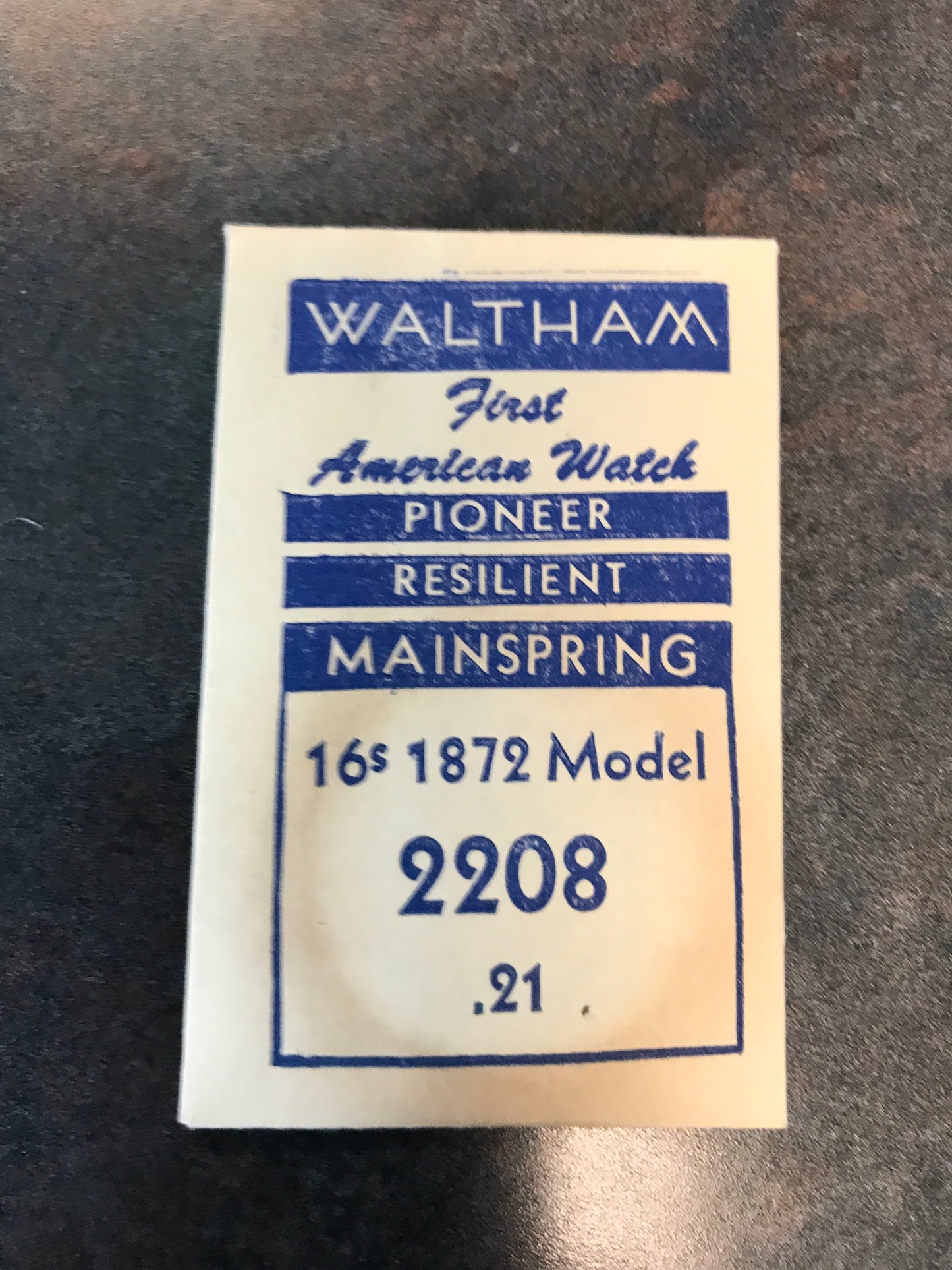 Waltham Factory Mainspring for 16s Midel 1872 Factory No. 2208 - Steel