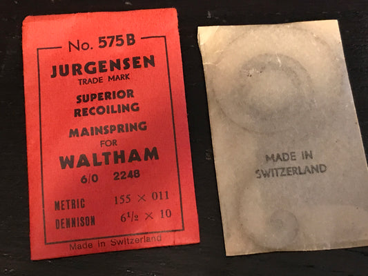 Jurgensen Mainspring for 6/0s Waltham Pocket Watch No. 2248 - Steel