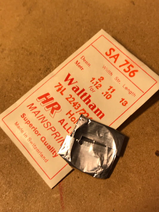 HR Mainspring SA756 for Waltham 7½ ligne movements 2243 / 2266 - Alloy