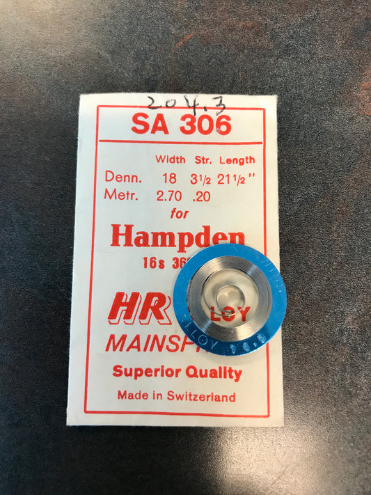 HR Mainspring SA306 for 16s Hampden #3696 - Alloy