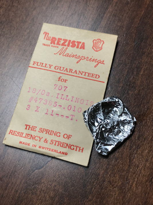 NuREZISTA Mainspring #707 for Illinois 18/0s Factory No. 47385 - Steel