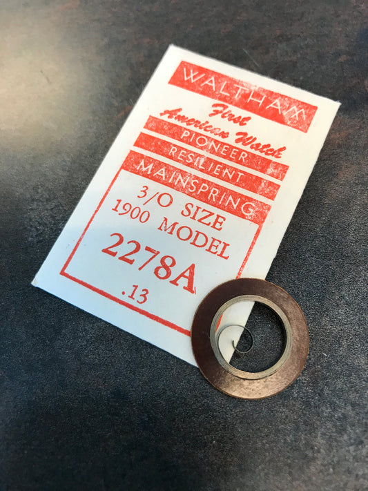 Waltham Factory Mainspring for 0s & 3/0s No. 2278A / 2228 - Alloy