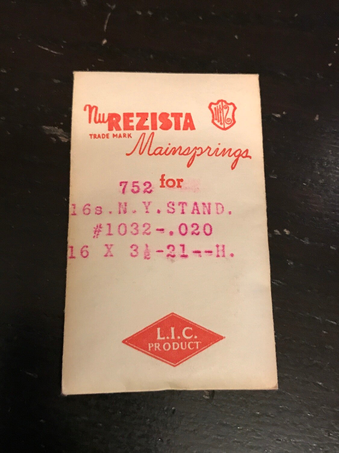 NuREZISTA Mainspring #752 for 16s N.Y. Standard No. 1032 / 3196 - Steel