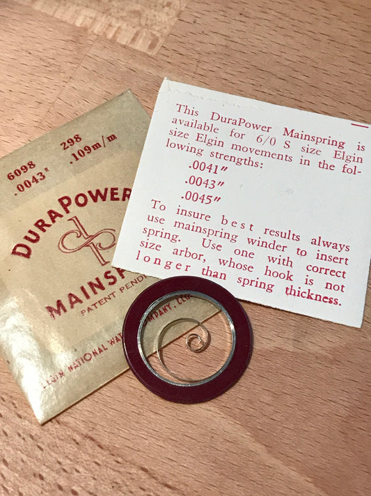 Elgin DuraPower Mainspring No. 6098 for 5/0s & 6/0s - Alloy