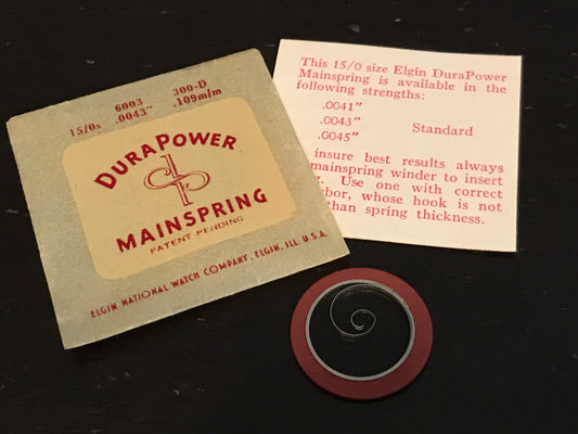 Elgin DuraPower Factory Mainspring for 15/0s No. 6003 - Alloy