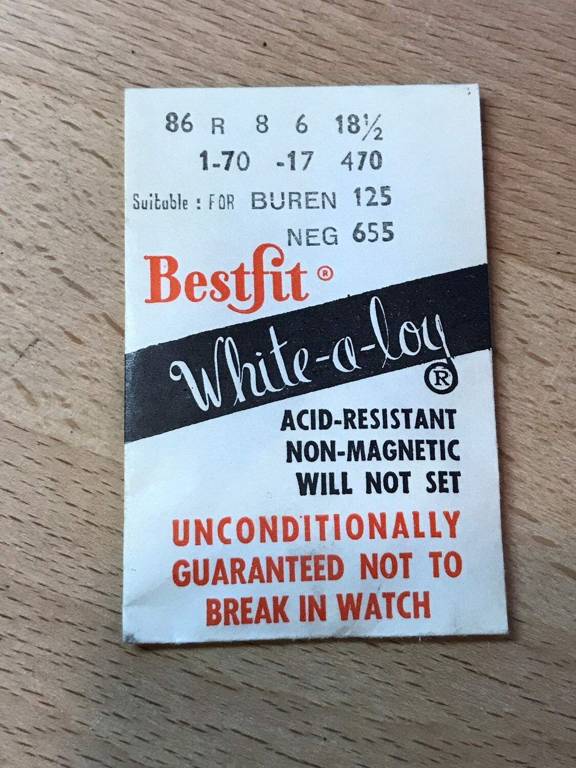 BESTFIT Mainspring 86R for Buren caliber 125 - Alloy