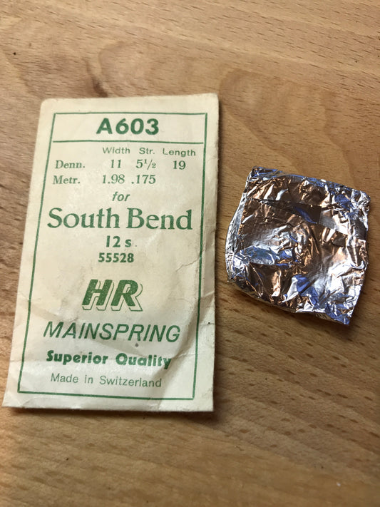HR Mainspring A603 for South Bend 12s Factory No. 55528 - Steel