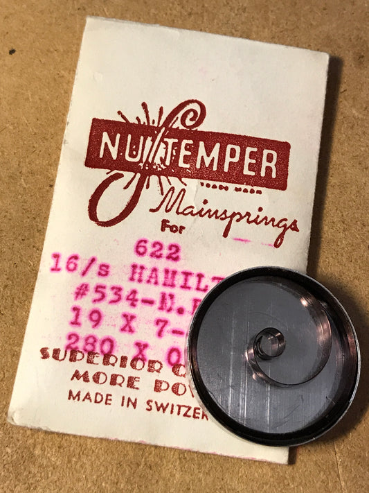 NuTemper Mainspring for Hamilton 16s #534 - Steel