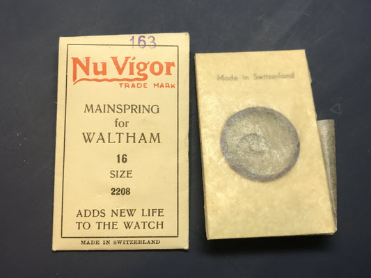 NuVigor Mainspring #163 for 16s Waltham #2208 - Steel