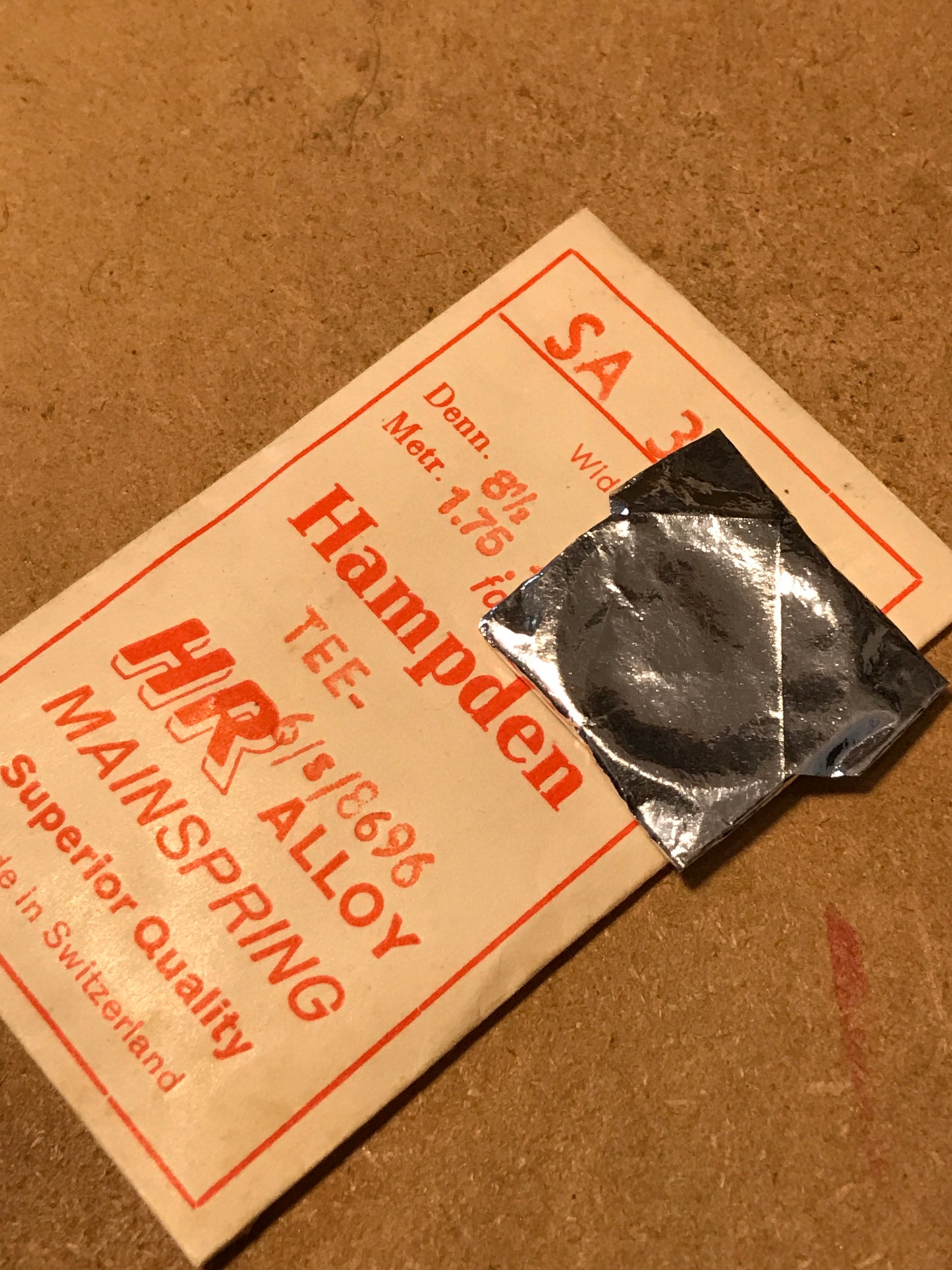 HR Mainspring SA312 for 6s Hampden Factory No. 8696 - Alloy