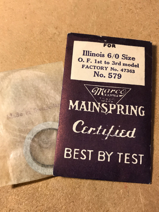 Marco Mainspring #579 for 6/0s Illinois Factory No. 47363 - Steel