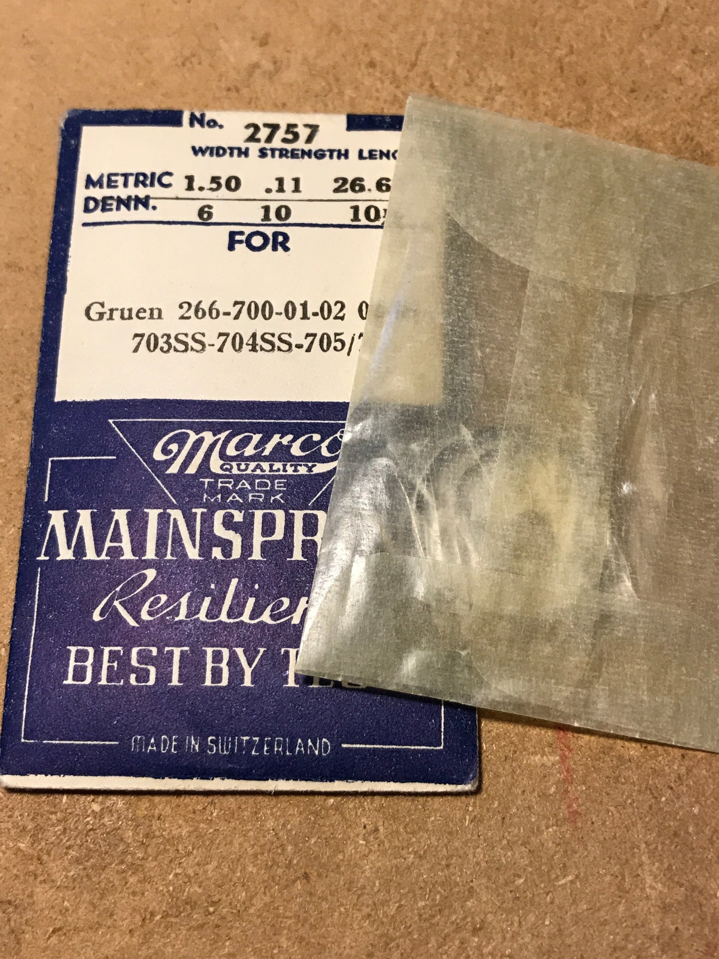 Marco Mainspring #2757 for Gruen 266, 700, 701, 702, 703, 704, 705 - Steel